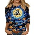 thumbnail image 2 of VKOYWKM Halloween Shirts for Women 3/4 Sleeve Tops Halloween Witch Graphic T Shirts Spooky Print Loose Fit Round Neck Vintage Top, 2 of 5