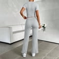thumbnail image 6 of Bosfbaoi Two Piece Sets for Women Crew Neck Short Sleeve Crop Top and Drawstring Elastic Waist Straight Leg Pants Casual Womens Summer Outfits, 6 of 6