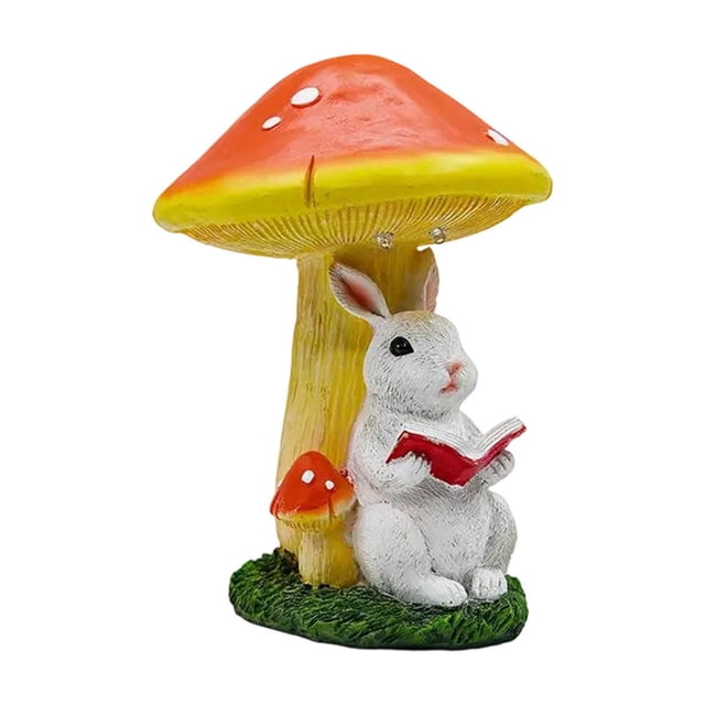 Fiudx Adorno Solar de Conejos, Decoración de Jardín Pintada a Mano, Diseño de Resina Impermeable, Atractivo para Exteriores, Ideal para Jardín, Patio o Terraza, Regalo Único para Cualquier Ocasión.