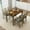 Emperador Dark Marble & Olive, variant on Alpha Joy Farmhouse Dining Table Set for 4, Faux Marble Rectangular Table with Solid Wood Paded Chairs