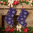 thumbnail image 6 of Lsque 18 Inches Christmas Purple Snowflakes Pattern Christmas Stockings Hanging Ornaments,Knitted Xmas Fireplace Hanging Stocking,Holiday Decoration, 6 of 8