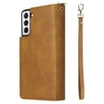 thumbnail image 6 of Feishell for Samsung Galaxy S21 (6.2 inch) Wallet Case for Women Men,Premium PU Leather Magnetic Clasp Zipper 9 Card Slots Folio Flip Holder Shockproof Purse Phone Case with Wrist Strap,Brown, 6 of 8