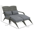 thumbnail image 2 of Outdoor Rattan Chair with Removable Footstools & Cushions, All-Weather PE Wicker Lounge Chair Set for Patio, Pool, Garden, 2 of 6