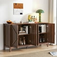 thumbnail image 3 of GZXS Farmhouse Sideboard Buffet Cabinet with 4 Doors & Adjustable Shelves, Perfect for Living Room, Bedroom, Office, Entryway - 59.06"L x 15.75"W x 31.5"H, Walnut, 3 of 7