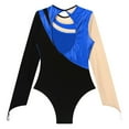 thumbnail image 6 of Alvivi Women Shiny Metallic Gymnastics Leotard Contrast Color Bodysuit for Performance Acrobatics Blue L, 6 of 7