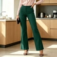 thumbnail image 6 of Women's High Waisted Dress Pants Bootcut Flare Leg Double Button Business Casual Work office Trousers with Pockets Stretchy Elegant Green, 6 of 6