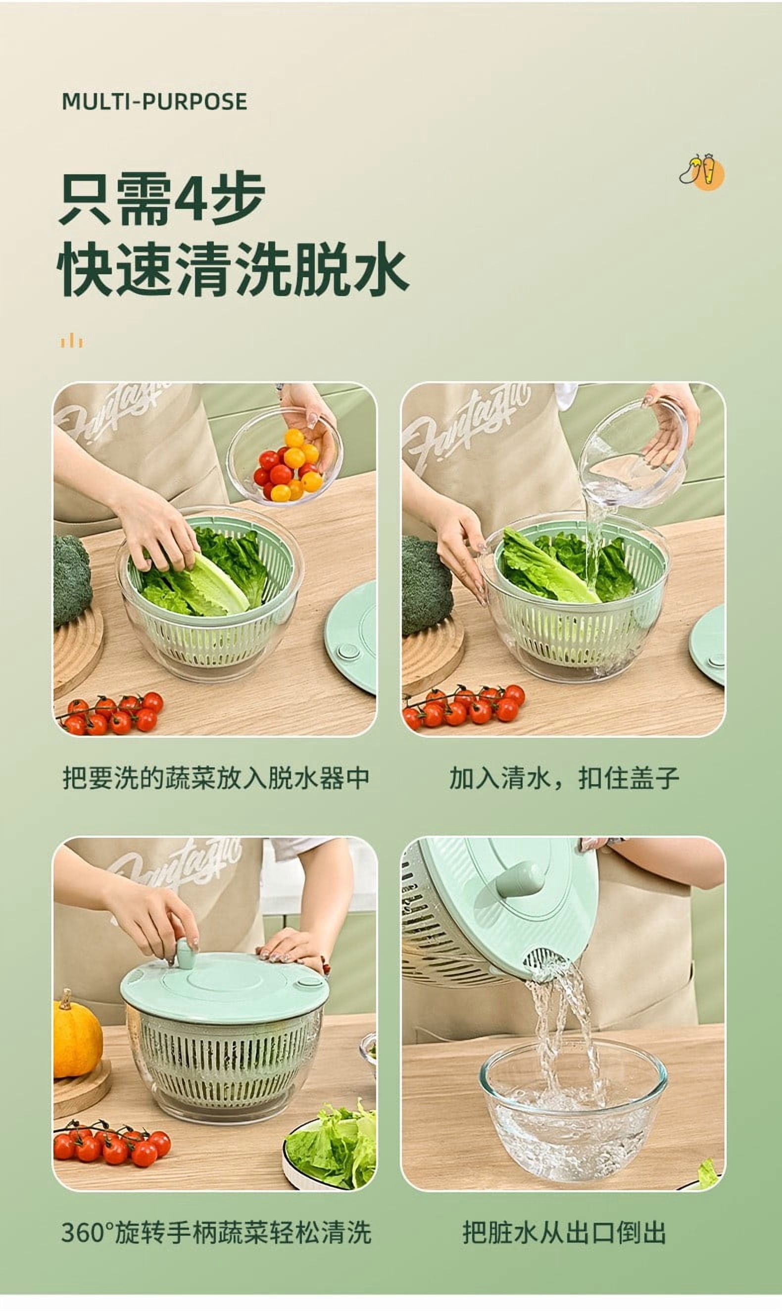 MMJ Kitchen Appliances Salad Spinner 6 in 1 Manual Vegetable Chopper and Juicer with Interchangeable Blades for Food Prep