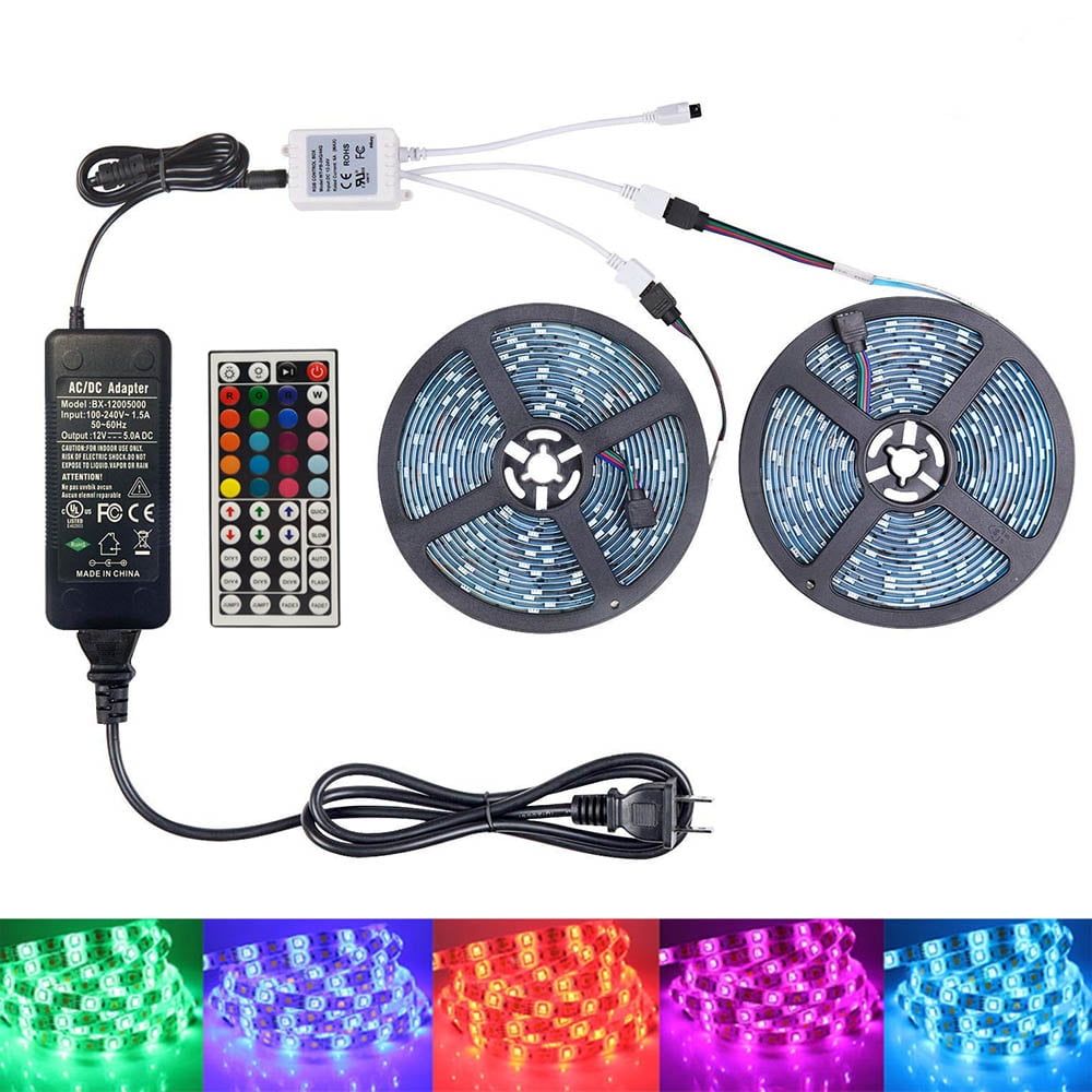 5M SMD RGB 5050 Waterproof Flexible Strip Light 300LED+44Key Remote+12V 5A Power 