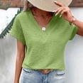 thumbnail image 2 of Puntoco Short Sleeve Women Tops 2025,Womens T Shirts Short Sleeve Basic Tees V Neck Fashion Tops Loose Fit Lightweight Casual Summer Clothes 2025 Green 6(M), 2 of 9