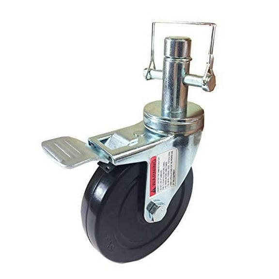 5" Scaffold Rolling Tower Caster 1 Inch Round stem Hard Rubber Wheel Caster (Set of 4)