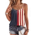 thumbnail image 2 of 250 Anniversary Shirts for Women American Flag Print Sleeveless Square Neck Spaghetti Strap Tunics Celebration Soft Summer Lounge Wear Tees,M,#01 Navy, 2 of 5