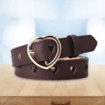thumbnail image 5 of Women PU Leather Belt with Buckle Waist Strap Adjustable Waistband Heart Belt for Dress Decor Pants , brown, 5 of 8