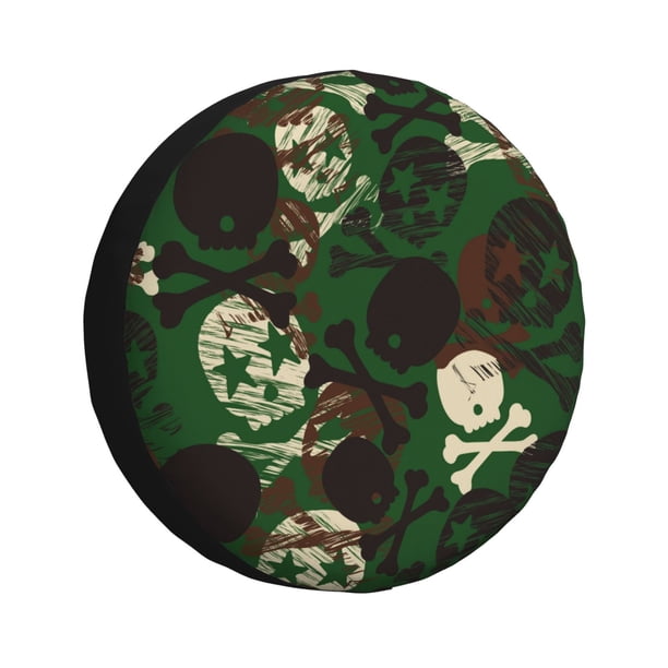 Balery Camouflage Skull Cubiertas para Neumáticos - Protector Resistente para Neumáticos de Camioneta, SUV, Remolque, Camper y RV-14 inch