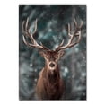 thumbnail image 1 of Paisaje de bosque de nieve nórdica, cartel de ciervos, Animal, lago, barco, hojas de Navidad, montaña, nieve, impresiones, pintura, decoración de imagen natural, 1 of 4