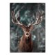 thumbnail image 1 of Paisaje de bosque de nieve nórdica, cartel de ciervos, Animal, lago, barco, hojas de Navidad, montaña, nieve, impresiones, pintura, decoración de imagen natural, 1 of 4