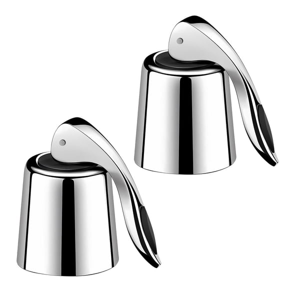 Wine Stoppers Set of 2 - Stainless Steel Wine Bottle Stopper with Silicone Seal, Reusable Beverage Preserver, Freshness Keeper, Premium Bottle Sealers, Ideal Wine Saver Accessory Gift Set