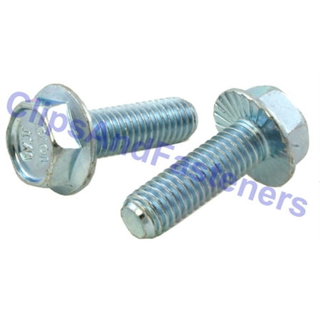 - 25 M 6 - 1.0 x 10mm Serrated Hex Flange Bolts, Class 10.9 Zinc.
