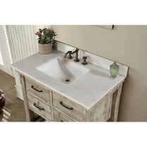 Infurniture Rustic Style Quartz White Marble Top 36-inch Bathroom Vanity