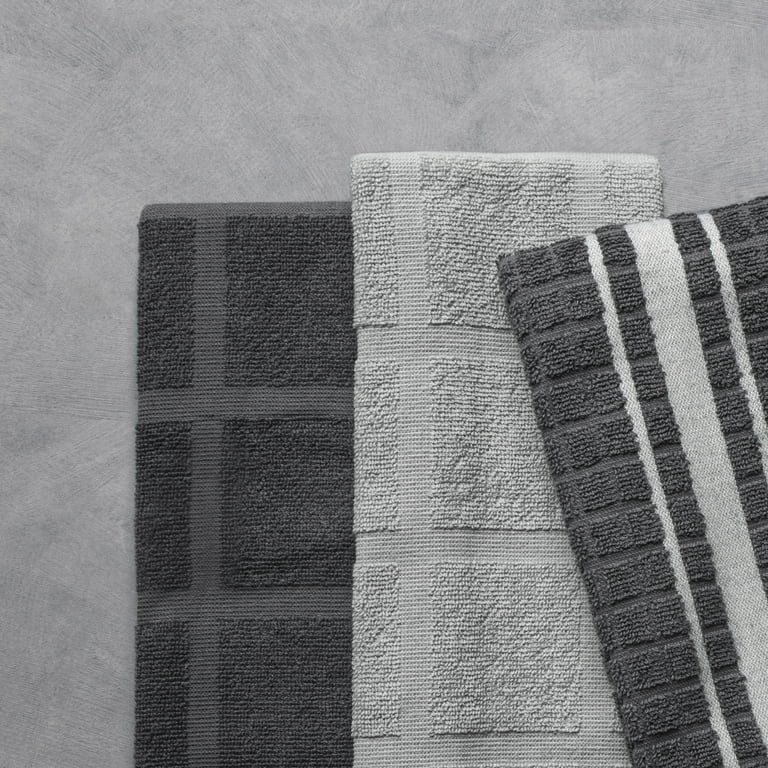 Thyme & Table Cotton Kitchen Towels, 5-Pack Gray & White photo 4