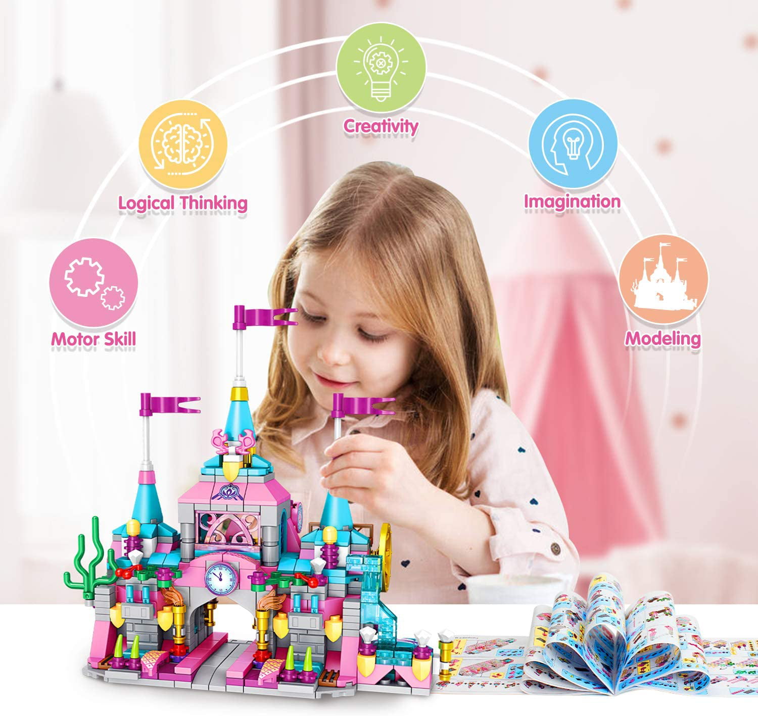 HOMOFY Building Blocks Toys for Girls Age 8-12 Princess Castle Sets for Girls Age 6-12 Construction Building Bricks Girls Toys Ages 9-12 STEM Blocks for Kids Age 6 7 12-15 Girls Birthday Gifts 278pcs 