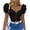 Black, variant on Womens Tops Square Neck Solid Color Slim Fit Puff Sleeve Zipper Back Short Sleeve Blouse Summer Lightweight Technical Fabric Pullover Apparel White M