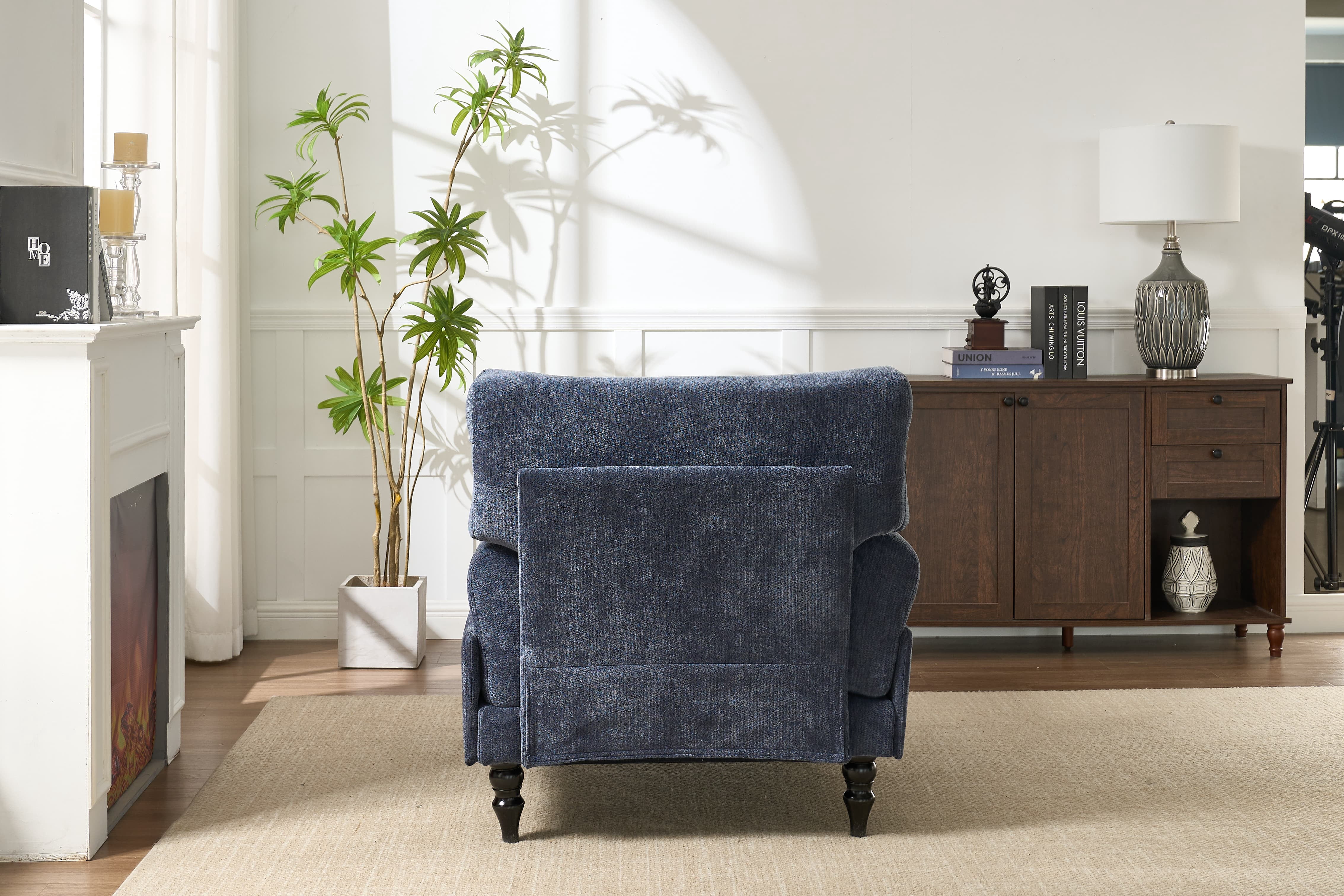Chaise Lounge Indoor, Modern Upholstered Sleeper Chair and Sleeper Sofa for Living Room, Small Space, Blue