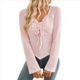 thumbnail image 2 of Camisa de Larga con Estampado Estético Y2K para Mujer, Estilo Moderno, con Cordón Fruncido, Corte Entallado, Ropa Y2K. Rosa M, 2 of 9