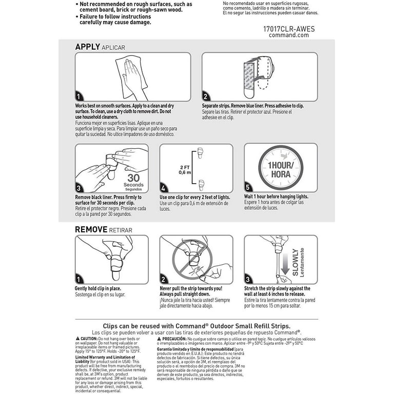 3M AW017-20NA Command Outdoor Light Clips, Damage Free Hanging Light Clips  with Adhesive Strips, Wall Clips for Hanging Outdoor Christmas Dec