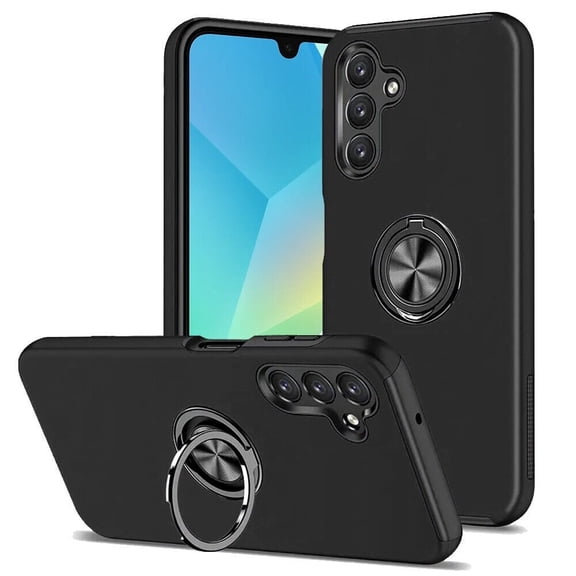 For Samsung Galaxy A16 5G Chief Kickstand Cover Cell Phone Case Tempered Glass - CHF Black