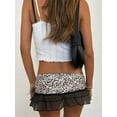 thumbnail image 2 of Women's Leopard Mini Skirt Low Waist Mesh Patchwork Ruffle Skirts Y2k 90s E-Girl Vintage Streetwear, 2 of 5