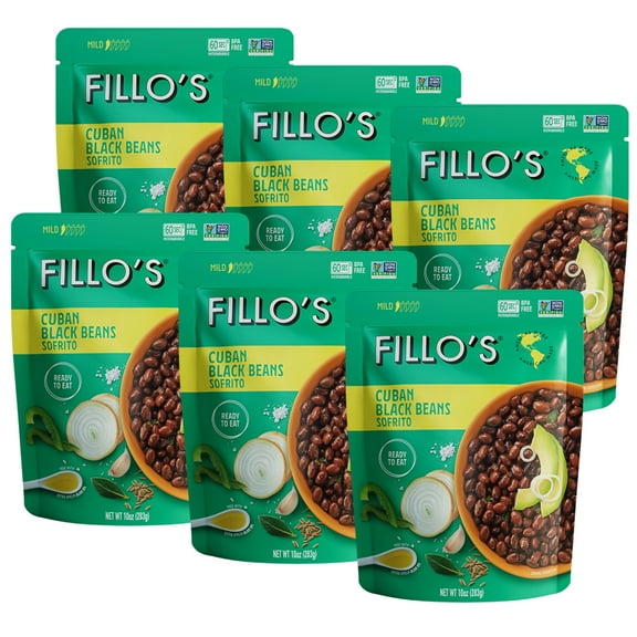 FILLO'S Cuban Black Beans Mild, 10 oz, 6 Count