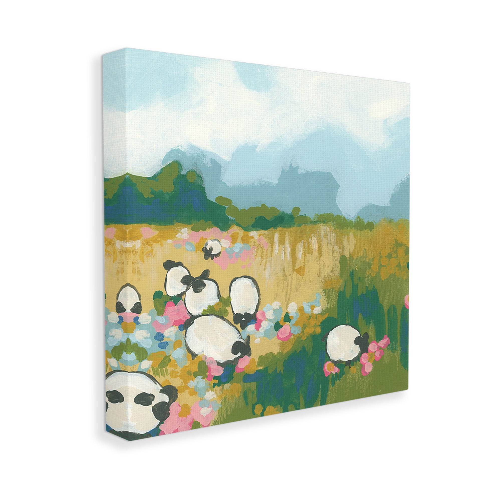 Stupell Industries Abstract Sheep Grazing Landscape Painting Gallery Wrapped Canvas Art Print Wall Art, 30 x 30