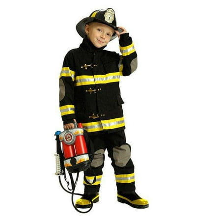 Boys Deluxe Black Firefighter Costume