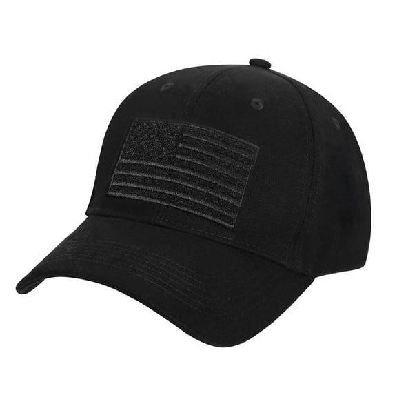 Rothco 19063 Hook & Loop U.S. Flag Low Profile Cap, Black