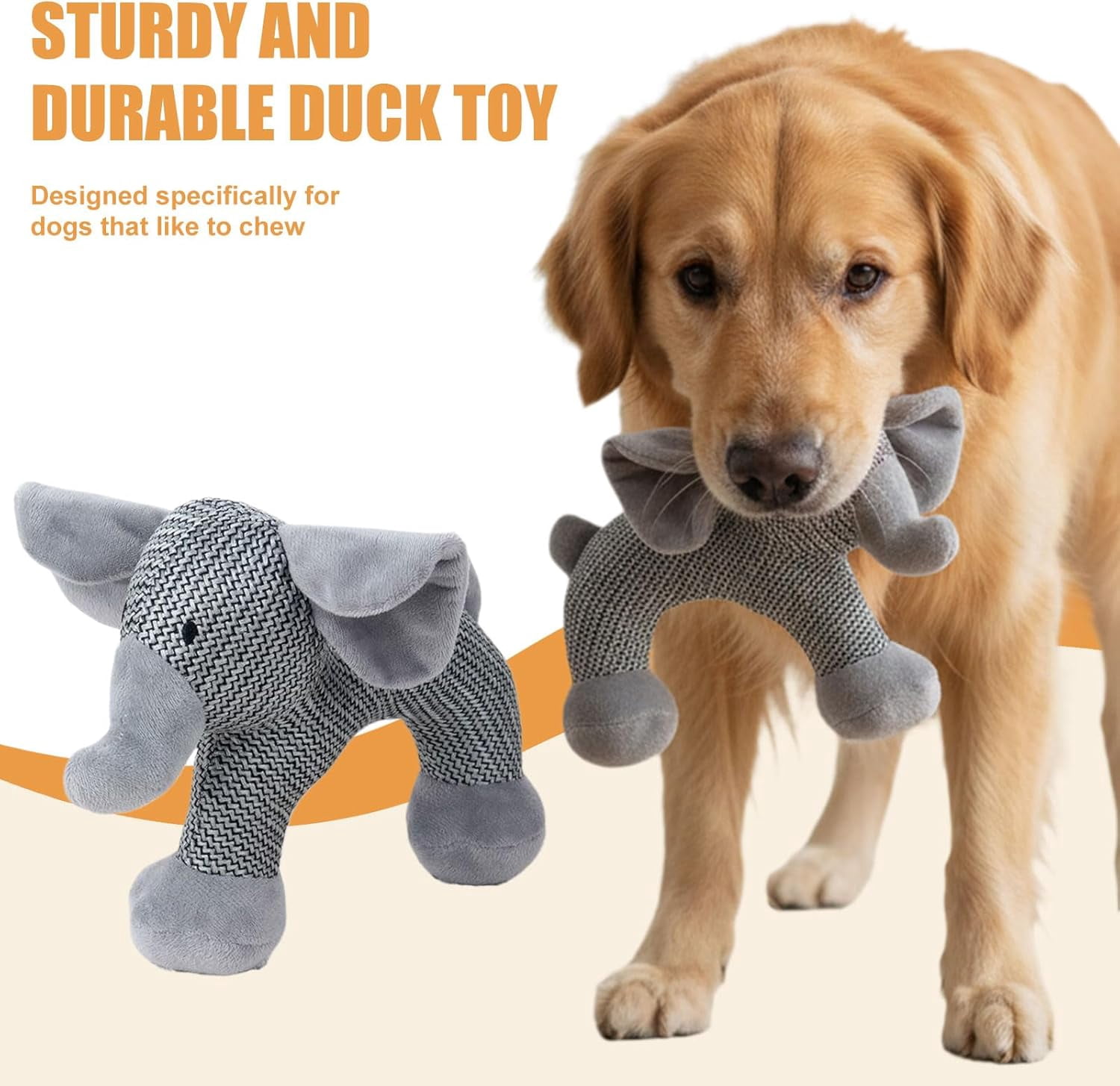 Companions Dog Toy - Squeaky Linen Chew Animal, Sturdy Indestructible Plush for Boredom & Anxiety Relief (Dog)-dh
