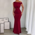 thumbnail image 6 of SAWOBUUN Womens One Shoulder Maxi Dress Solid Ruched Bodycon Elegant Evening Party Cocktail Dress, 6 of 8