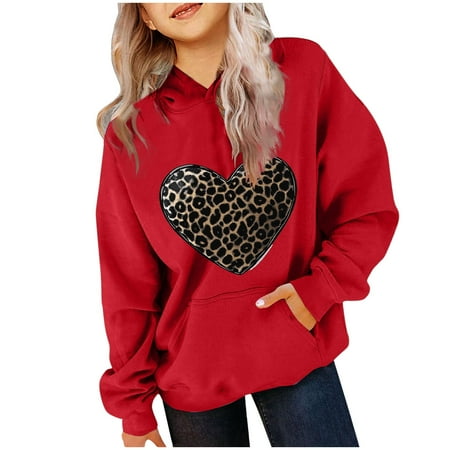 

Leopard Print Cute Hooded Tops for Kids Boys Girls Long Sleeve Pullover Casual Going Out Fitness Clothes for Winter