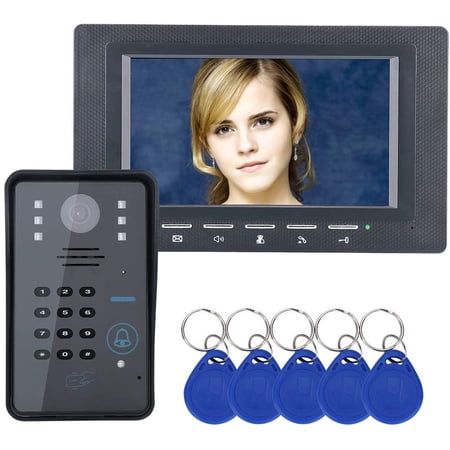 OBO HANDS 7\" TFT Wired Video Door Phone Intercom System – 700TVL Camera, RFID Keyfob Unlock, Night Vision, Weatherproof (1 Camera + 1 Monitor)