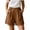 v#10Coffee58, variant on Rggeeun Womens Shorts Solid Color Elastic High Waist Loose Fit Wide Leg Cotton Linen With Side Pockets & Buttons For Gym Graceful Hot Pants,Green,M
