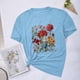 thumbnail image 4 of Blusas de Verano de las Mujeres Flor Impresa Cuello Redondo Manga Corta Superior, Verano Superior de las Mujeres, 4 of 4