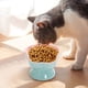 thumbnail image 3 of Bowl de Cerámica para Gatos de Color Azul Hielo con Rosa de Loto Lento, Bowl Elevado para Gatos y Pequeños Perros, Fácil de Limpiar, Reduce la Deglución y la Comida en Exceso, Anti-ahogo, Comida Lenta, 3 of 5