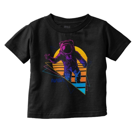 Vaporwave NASA Astronaut Space Jump Toddler Boy Girl T Shirt Infant Toddler Brisco Brands 7T