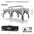 thumbnail image 5 of COBIZI 10x20 Pop Up Gazebo, Outdoor Patio Canopy Tent with Netting, Double Roof Vented Gazebo, 3 Adjustable Height Settings, 240 Sq. Ft. Sun Shade Shelter for Backyard, Lawn, Deck, Light Gray, 5 of 10