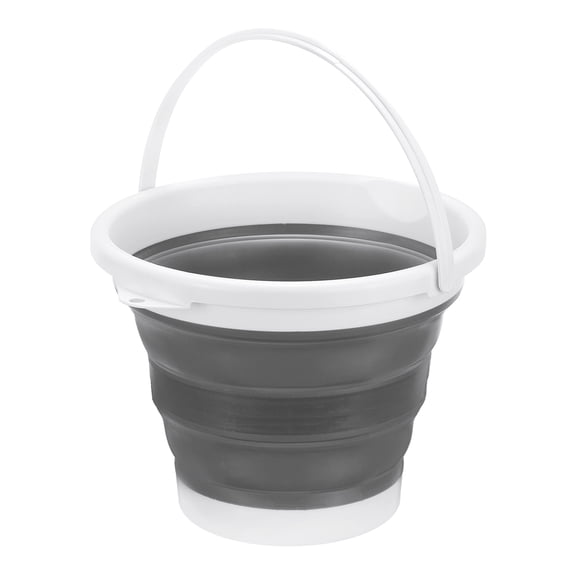 Uxcell Collapsible Bucket 10L/2.6Gallon Foldable Bucket Portable Plastic Round Tub Gray