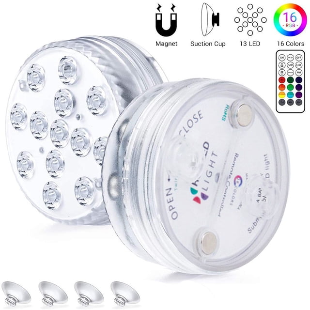 TIMIFIS Underwater LED Submersible LED Lights with Magnets Suction Cups 13 LED Underwater Kitchen Appliances