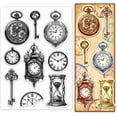 thumbnail image 2 of Retro Clocks Clear Stamp for Card Making Key Hourglass Rubber Stamp Wall Clock Timepieces Silicone Stamp Vintage Transparent Seal Stamps for Scrapbooking Journal Postcard Gift Tags, 2 of 7