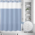 thumbnail image 1 of No Hook Shower Curtain, Pure Light Blue Shower Curtains for Bathroom with See Through Top Window, Simple Solid Color Waterproof & Washable Bath Curtain Extra Long 72"x84", 1 of 8