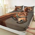 thumbnail image 3 of Manfei Brown Horse Queen Sheet Sets,Farm Animal Flat Sheet,Rustic Farmhouse Lodge Queen Fitted Sheet For Teens,Super Cozy Room Decor,4pcs, 3 of 7
