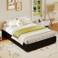thumbnail image 3 of Full Size Cloud Bed Frame，Corduroy Low Bed Frame Without Headboard, Thick Fabric Upholstered Platform Bed, Solid Wood Legs, No Box Spring Needed, Never Squeak, Easy Assembly, Black, 3 of 8