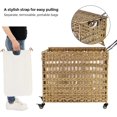 thumbnail image 5 of 140L Laundry Hamper on Wheels 3 Compartment Laundry Sorter with Lid Clothes Hamper with Handles Wiker Laundry Basket for Laundry Room Natural, 5 of 8